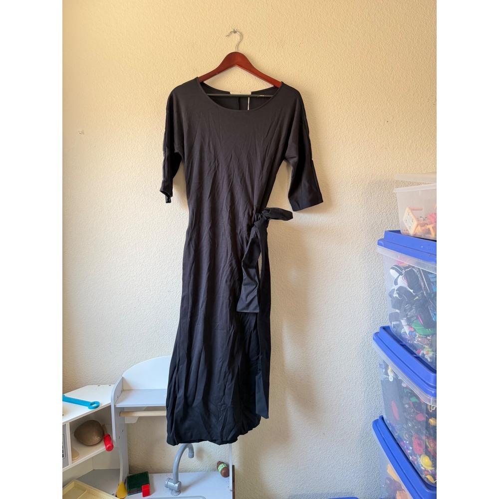 NWT Peruvian Connection Majorelle Black Pima Cotton Midi Dress Size medium